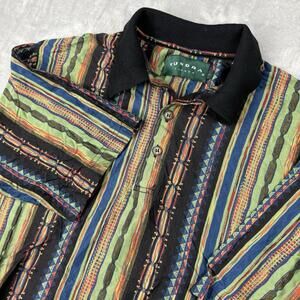 Vintage Tundra Canada Polo Shirt Mens L Coogi Style Retro Bright Colors Rave 90s